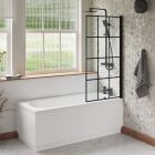 Fairford Novus 1500 x 700mm Bath Pack with Bath, Matt Black Grid Screen, Tap, Shower and Panel
