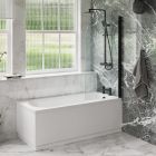 Fairford Novus 1500 x 700mm Bath Pack with Bath, Matt Black Radius Screen, Tap, Shower and Panel