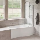 Fairford B Shape Bath Pack with Bath, Shower Screen with Rail, Tap, Shower Kit and Panel