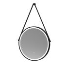 Fairford 600mm Round Matt Black Illuminated Mirror with Touch Sensor