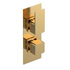 Fairford Una Grace Brushed Brass Square Concealed Twin Shower Valve with Diverter, 2 Outlet