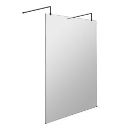 Fairford 8mm, Matt Black Wetroom Shower Screen with 2 Support Arms - 1950mm High