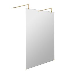 Fairford 8mm, Brushed Brass Wetroom Shower Screen with 2 Support Arms - 1950mm High
