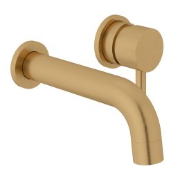 Fairford Element 5 Brushed Brass Wall Mounted Basin Mixer, 2 Hole