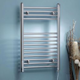 Fairford Straight 800 x 500mm Chrome Electric Towel Rail - Thermostatic Control