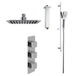 Fairford Una Concealed Shower Kit with Slide Rail Kit and Ceiling Mounted Rain Head, Chrome