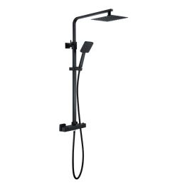 Fairford Una Exposed Square Shower Kit, Matt Black