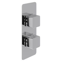 Fairford Una Chrome Square Concealed Twin Shower Valve with Diverter, 2 Outlet