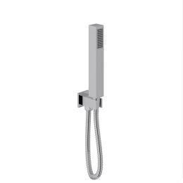 Fairford Una Square Handset with Outlet Elbow, Bracket and Hose, Chrome 
