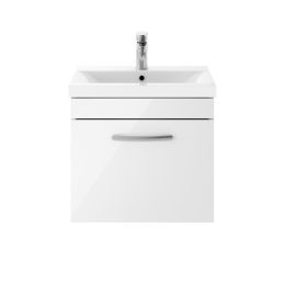 Fairford Carnation 500mm Gloss White Wall Hung 1 Drawer Vanity Unit