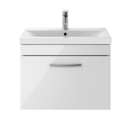 Fairford Carnation 600mm Gloss White Wall Hung 1 Drawer Vanity Unit