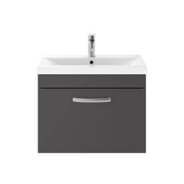 Fairford Carnation 600mm Gloss Grey Wall Hung 1 Drawer Vanity Unit