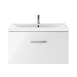 Fairford Carnation 800mm Gloss White Wall Hung 1 Drawer Vanity Unit