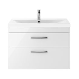 Fairford Carnation 800mm Gloss White Wall Hung 2 Drawer Vanity Unit