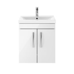 Fairford Carnation 500mm Gloss White Wall Hung 2 Door Vanity Unit