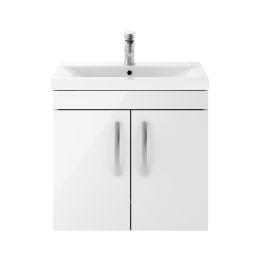 Fairford Carnation 600mm Gloss White Wall Hung 2 Door Vanity Unit
