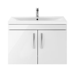 Fairford Carnation 800mm Gloss White Wall Hung 2 Door Vanity Unit