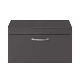 Fairford Carnation 800mm Gloss Grey Wall Hung 2 Drawer Vanity Unit, with Worktop