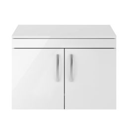 Fairford Carnation 800mm Gloss White Wall Hung 2 Door Vanity Unit, with Worktop