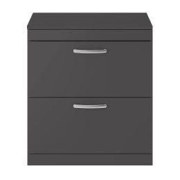 Fairford Carnation 800mm Gloss Grey Floor Standing 2 Drawer Vanity Unit, with Worktop