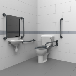 Close Coupled Doc M Toilet Pack with Dark Grey Concealed Fixing Grab Rails