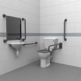 Close Coupled Doc M Toilet Pack with Grey Concealed Fixing Grab Rails