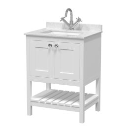 Fairford Juliette 600mm Pure White 1 Tap Hole Floorstanding Vanity Unit with Marble Top