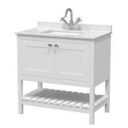 Fairford Juliette 800mm Pure White 1 Tap Hole Floorstanding Vanity Unit with Marble Top