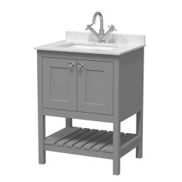 Fairford Juliette 600mm Cool Grey 1 Tap Hole Floorstanding Vanity Unit with Marble Top