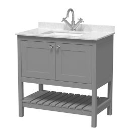 Fairford Juliette 800mm Cool Grey 1 Tap Hole Floorstanding Vanity Unit with Marble Top