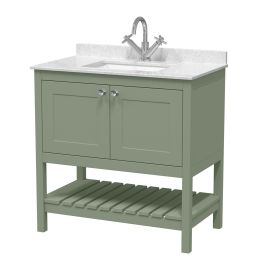 Fairford Juliette 800mm Fern Green 1 Tap Hole Floorstanding Vanity Unit with Marble Top