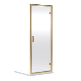 Fairford 6mm 760mm Brushed Brass Hinged Shower Door