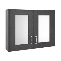 Double Door Mirror Unit Dark Grey