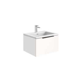 Fairford Tone 600mm Wall Hung Vanity Unit with Brushed Brass Frame and White Basin