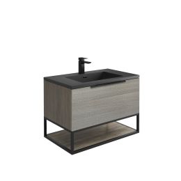 Fairford Tone 800mm Wall Hung Vanity Unit with Frame and Matt Grey Basin