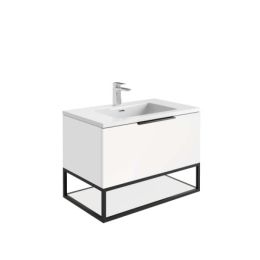 Fairford Tone 800mm Wall Hung Vanity Unit with Frame and White Basin