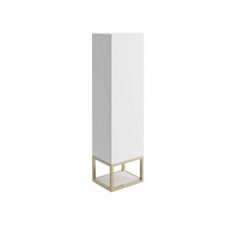 Fairford Tone 300mm Matt White Tall Storage Unit with Brushed Brass Frame 