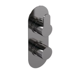 Fairford Element 10 Brushed Gun Metal Round Concealed Twin Shower Valve, 1 Outlet