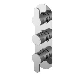 Fairford Element 10 Chrome Round Concealed Triple Shower Valve, 2 Outlet