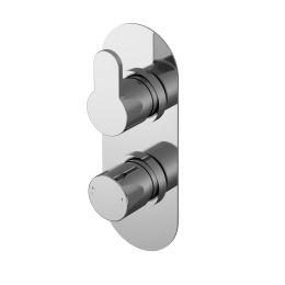 Fairford Element 10 Chrome Round Concealed Twin Shower Valve, 1 Outlet