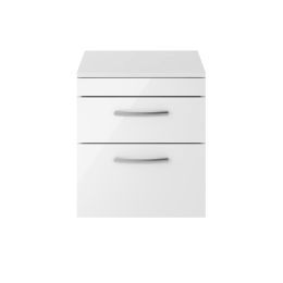 Fairford Carnation 500mm Gloss White Wall Hung 2 Drawer Vanity Unit, with Worktop