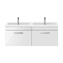 Fairford Carnation 1200mm Gloss White Wall Hung 2 Drawer Double Vanity Unit