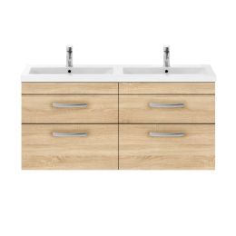 Fairford Carnation 1200mm Natural Oak Wall Hung 4 Drawer Double Vanity Unit