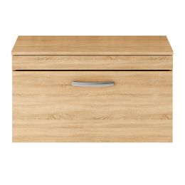 Fairford Carnation 800mm Natural Oak Wall Hung 1 Drawer Vanity Unit, with Worktop