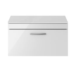 Fairford Carnation 800mm Gloss White Wall Hung 2 Drawer Vanity Unit, with Worktop
