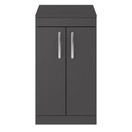 Fairford Carnation 500mm Gloss Grey Floor Standing 2 Door Vanity Unit, with Worktop