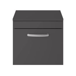 Fairford Carnation 500mm Gloss Grey Wall Hung 1 Drawer Vanity Unit, with Worktop