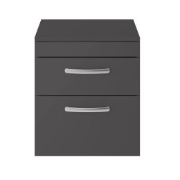 Fairford Carnation 500mm Gloss Grey Wall Hung 2 Drawer Vanity Unit, with Worktop