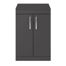 Fairford Carnation 600mm Gloss Grey Floor Standing 2 Door Vanity Unit, with Worktop