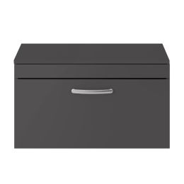 Fairford Carnation 800mm Gloss Grey Wall Hung 1 Drawer Vanity Unit, with Worktop